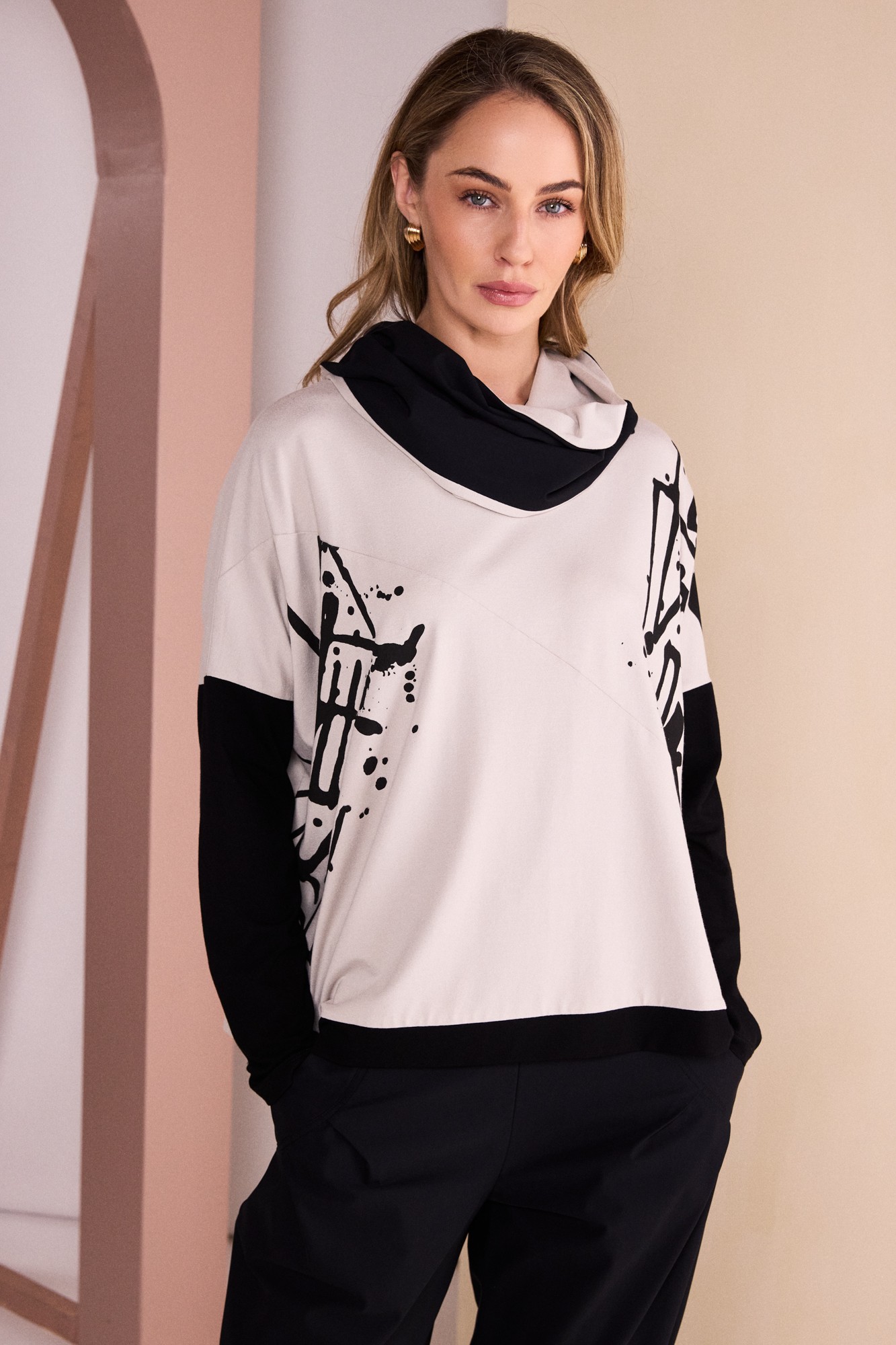 Naya Sand Placement Print Top
