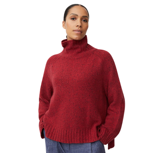 MaFenoria Red Dahalia Knit Crofter Top
