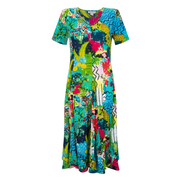 Elafonissi Godet Print Dress