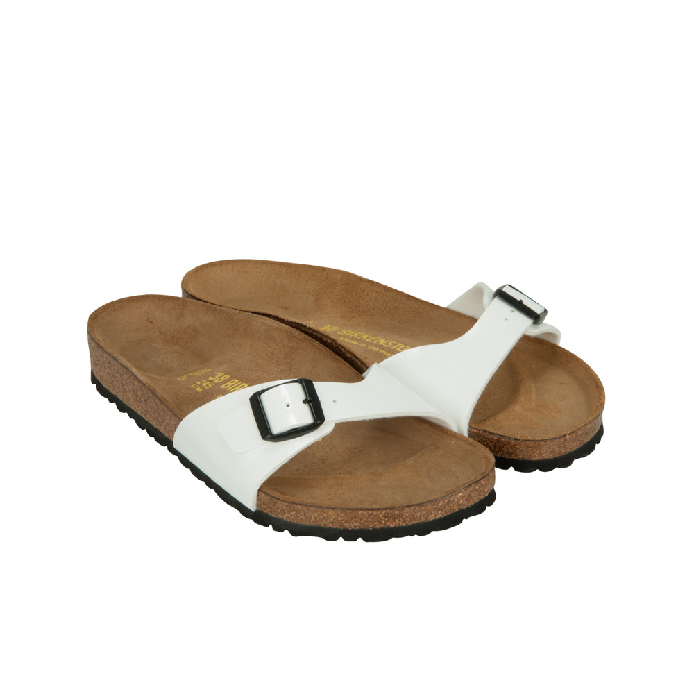 Birkenstock Single Strap Sandal In White Patent