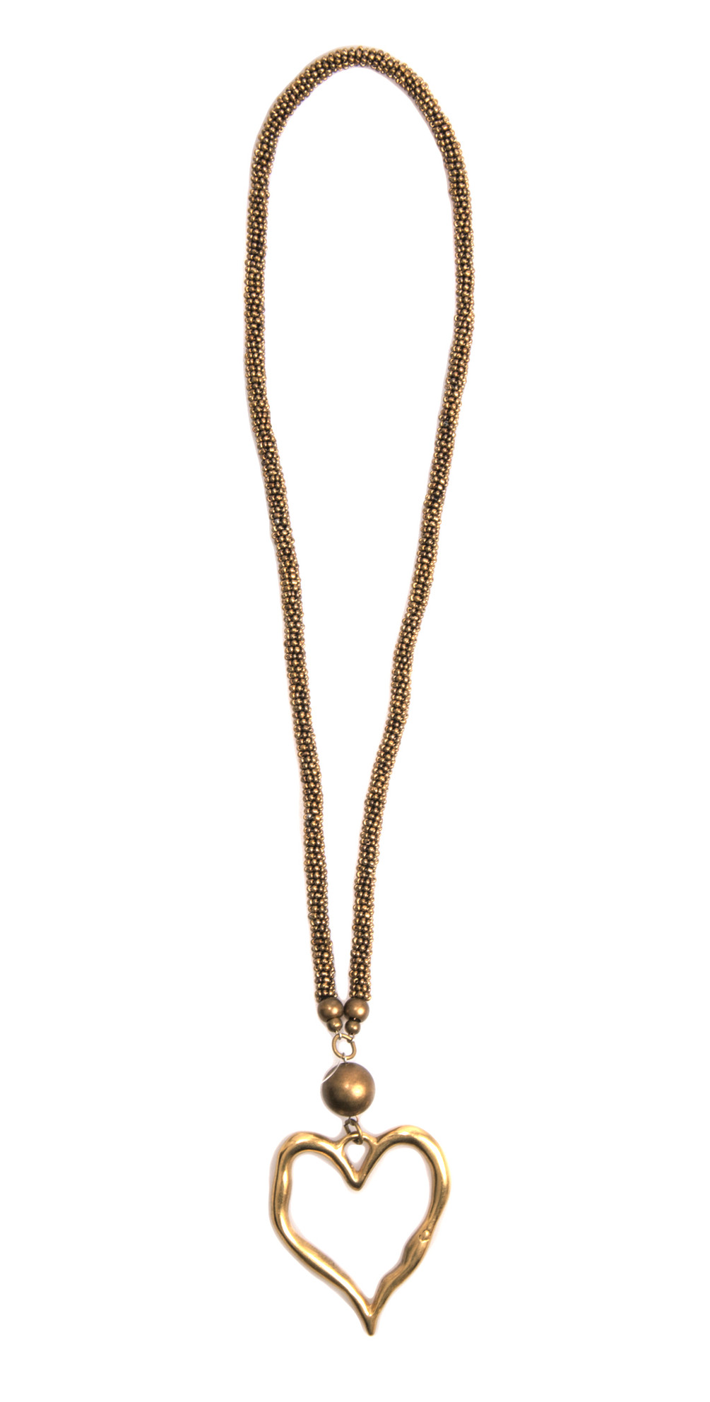 Suzie Blue Assini Long Heart Necklace in Bronze