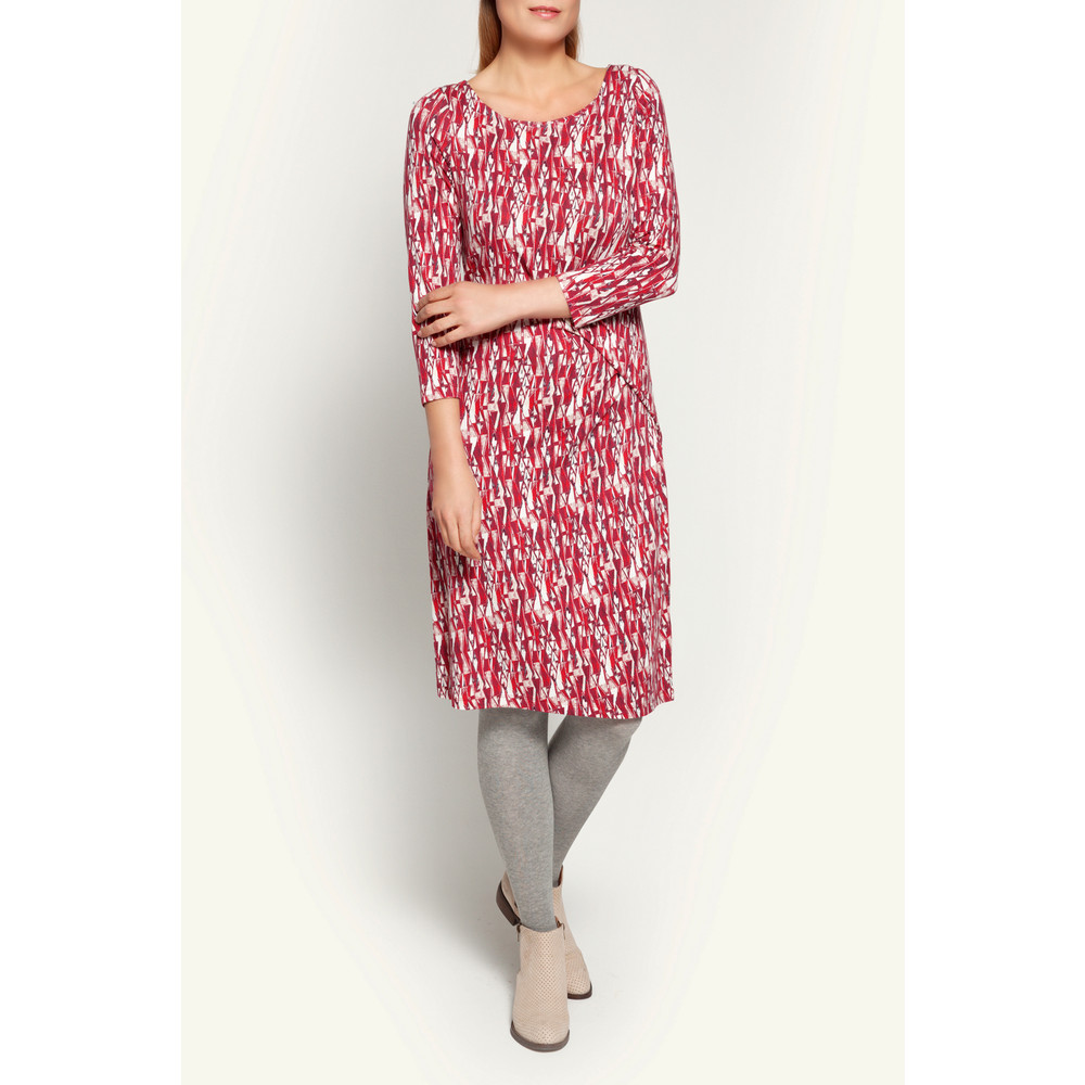 Sandwich Clothing Geometric Stamps Print Dress in Light Cranberry