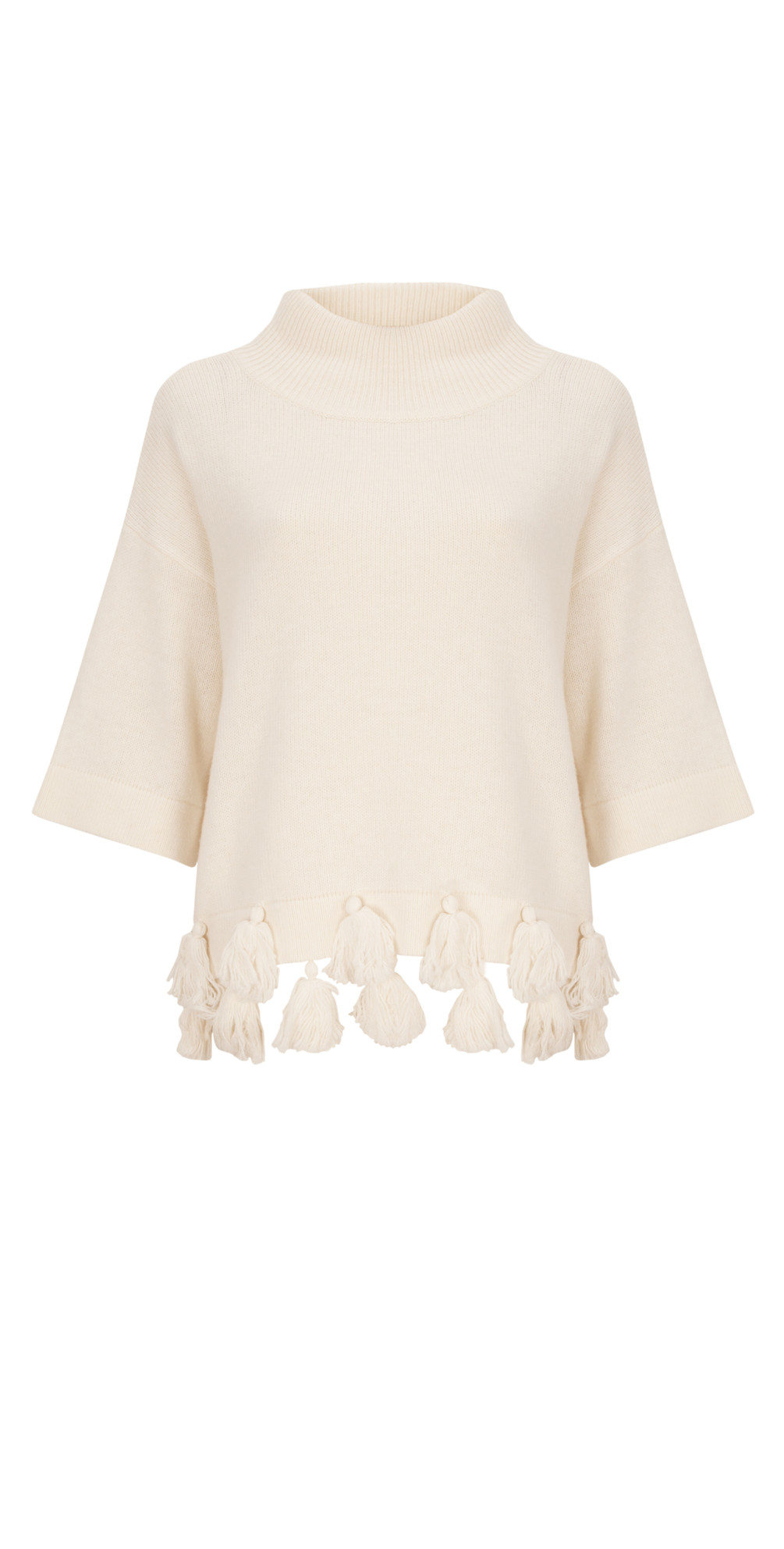 French Connection Annabelle Tassel Wool Jumper in Winter White