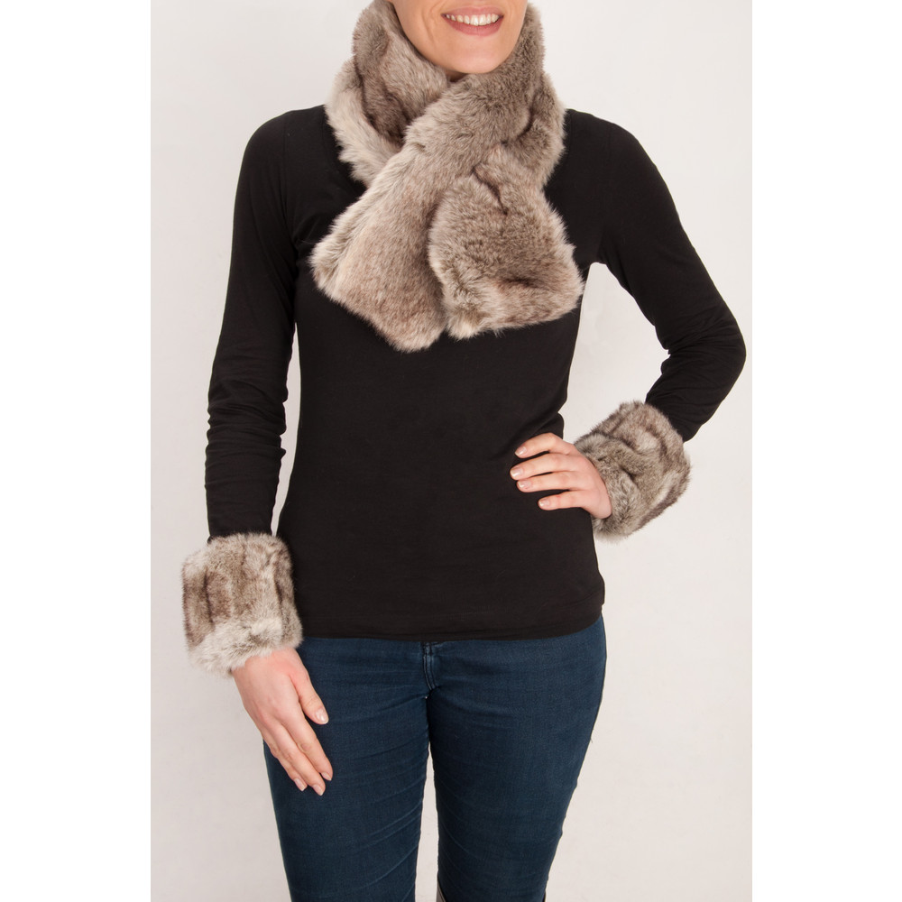 Pia Rossini Monroe Faux Fur Tippet Scarf in Wolf