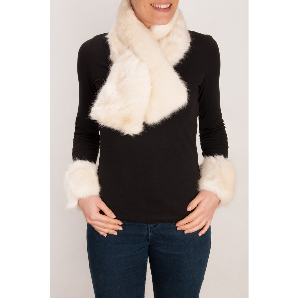 Pia Rossini Monroe Faux Fur Tippet Scarf in Almond