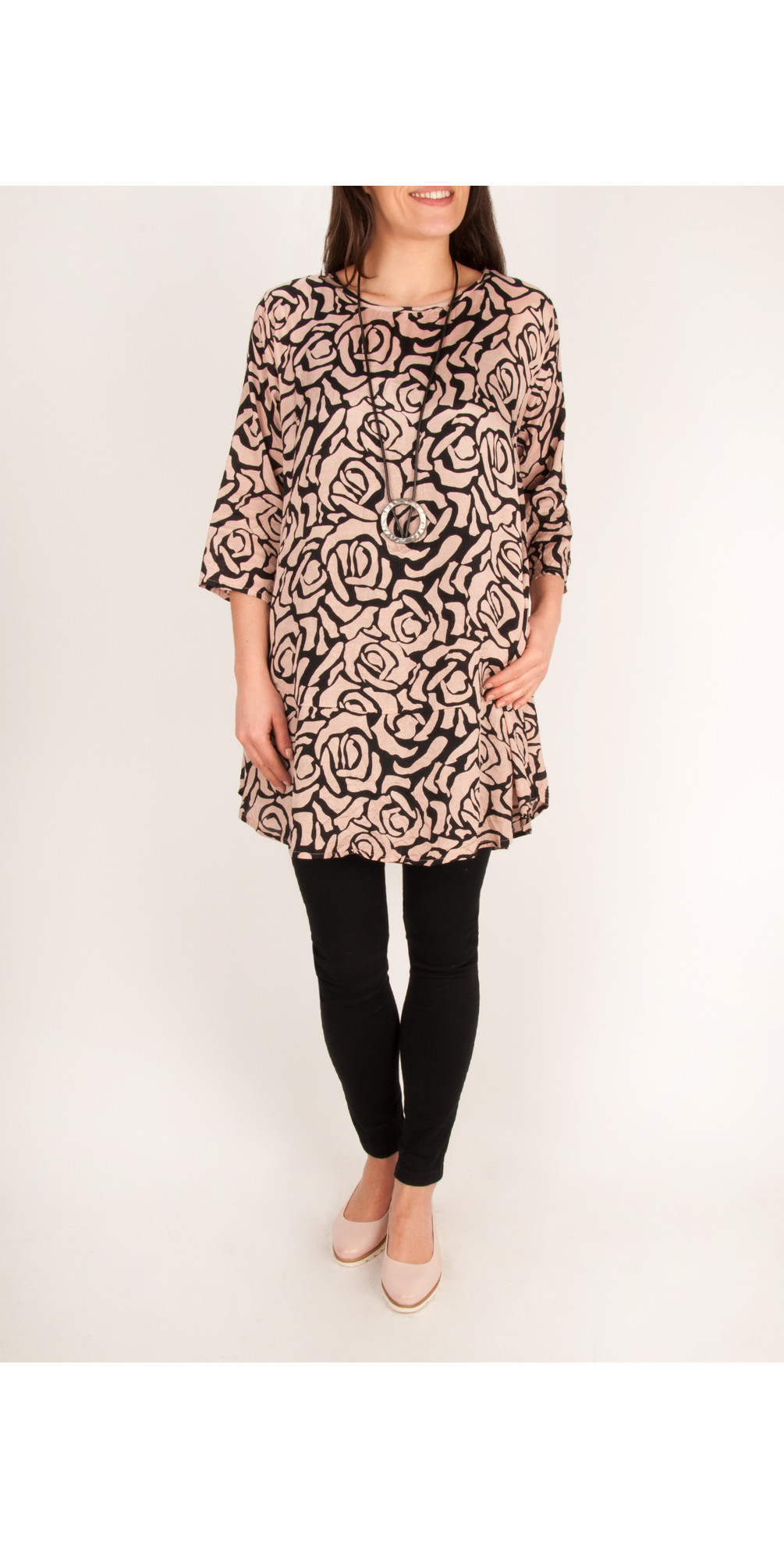 Masai Galila Leaf Print Tunic With Gathered Back Off White/Green main image 0
