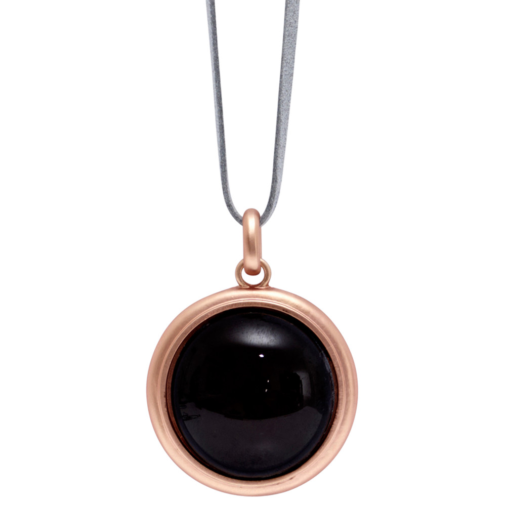 Dansk Smykkekunst Pippa Necklace With Circular Pendant in Rose Gold/Grey