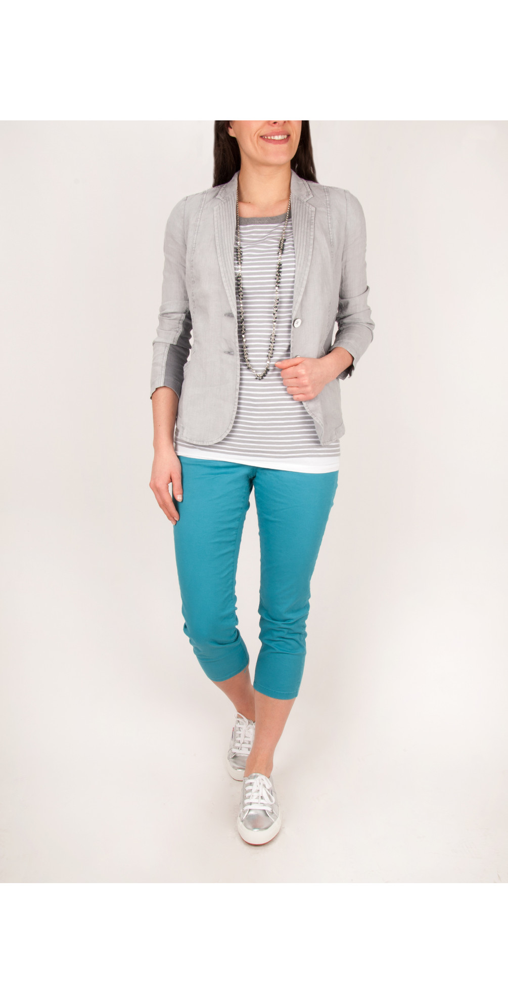 Jacket in cotton-linen garment dye