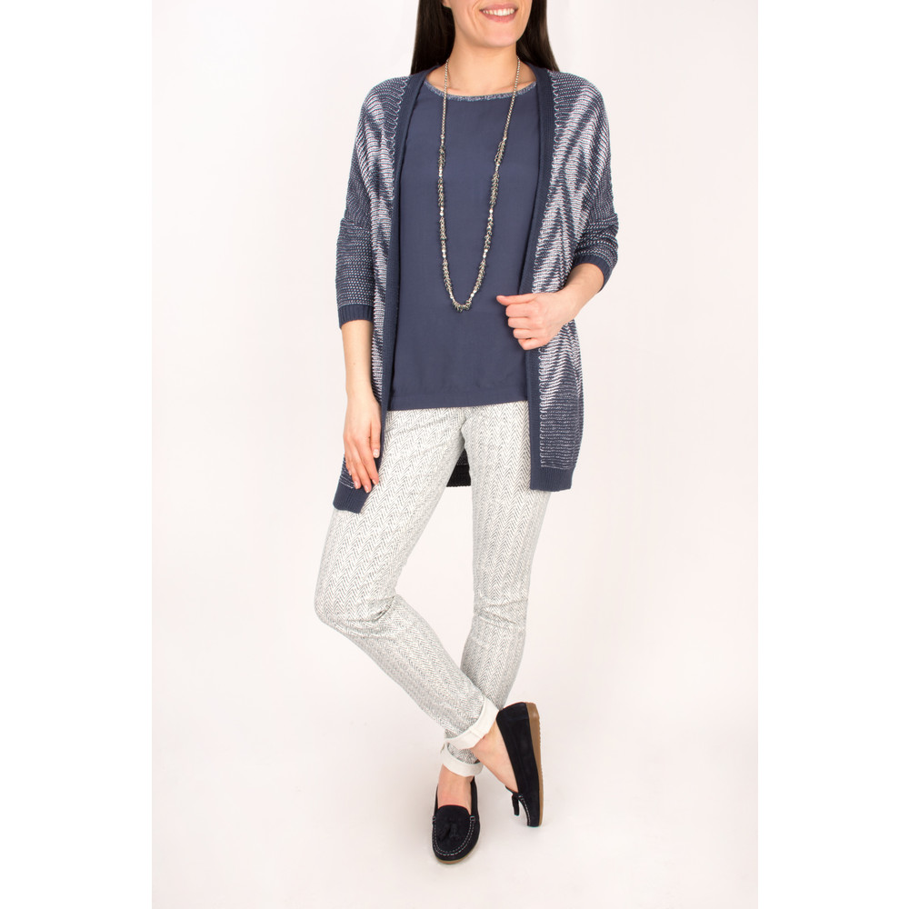 Sandwich Clothing Tape Knitting Cardigan in Mood Indigo