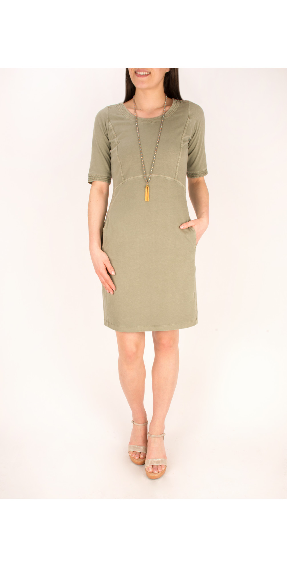 Sandwich Clothing Single Jersey Dress in Washed Army