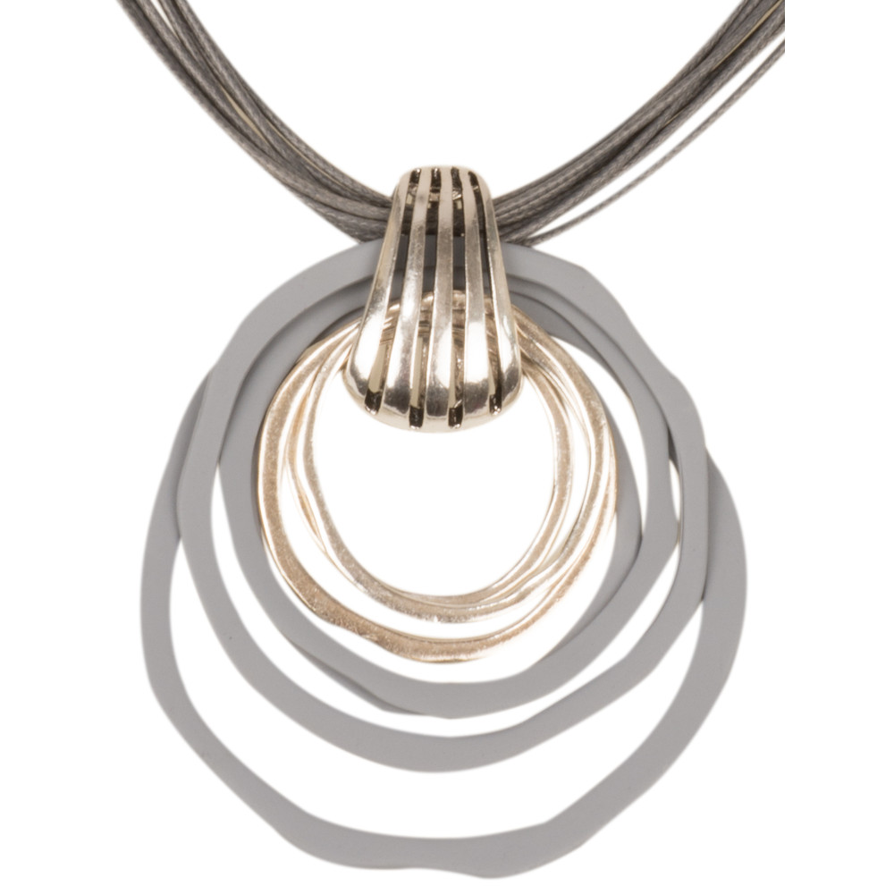 Eliza Gracious Long Double Necklace with Resin and Metal Beads Green/Pale Gold