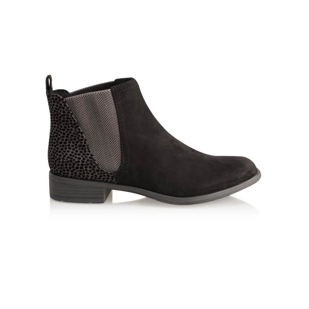Marco Tozzi Imit Suede Chelsea Boot in Black Combi