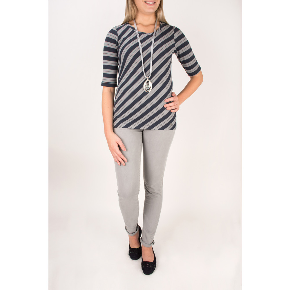 Sandwich Clothing Striped Viscose Jersey Top in Blue Nights