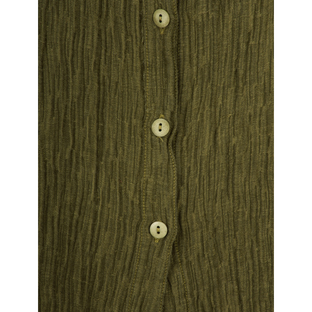 Grizas Crinkle Silk Linen Shirt in Olive Green