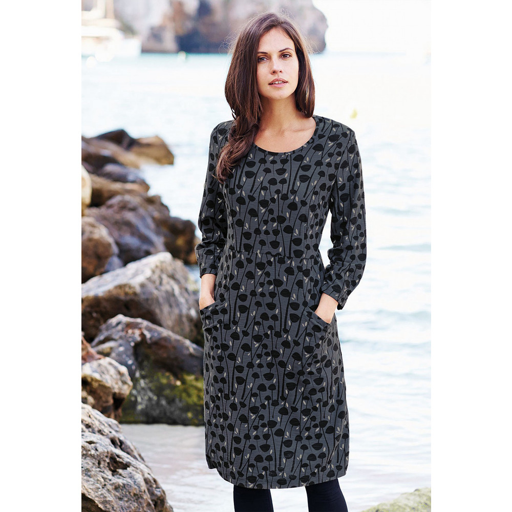 Adini Porcini Print Sierra Dress in Charcoal