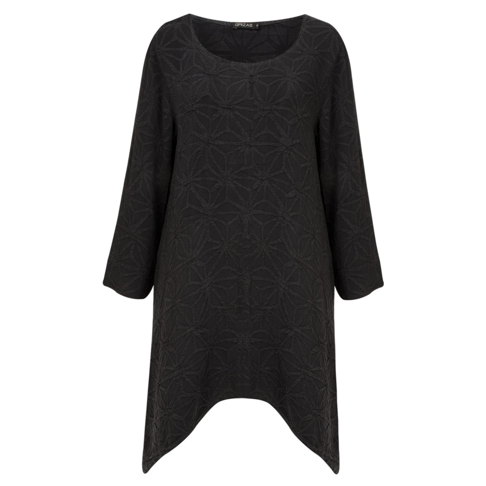 Grizas Patterned Silk Tunic in Charcoal