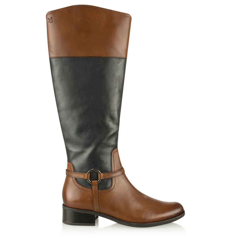 Caprice Footwear Leather Riding Boot in Cognac