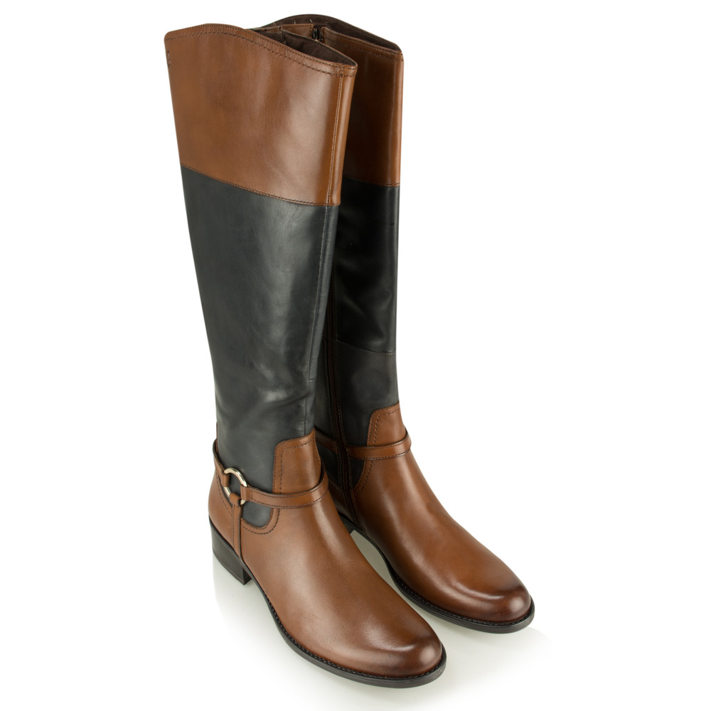 Caprice Footwear Leather Riding Boot in Cognac