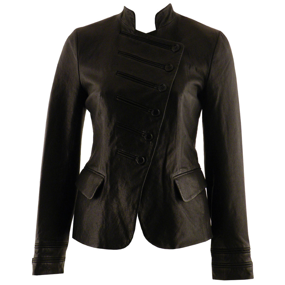 French Connection Sammie Leather Jacket in Black