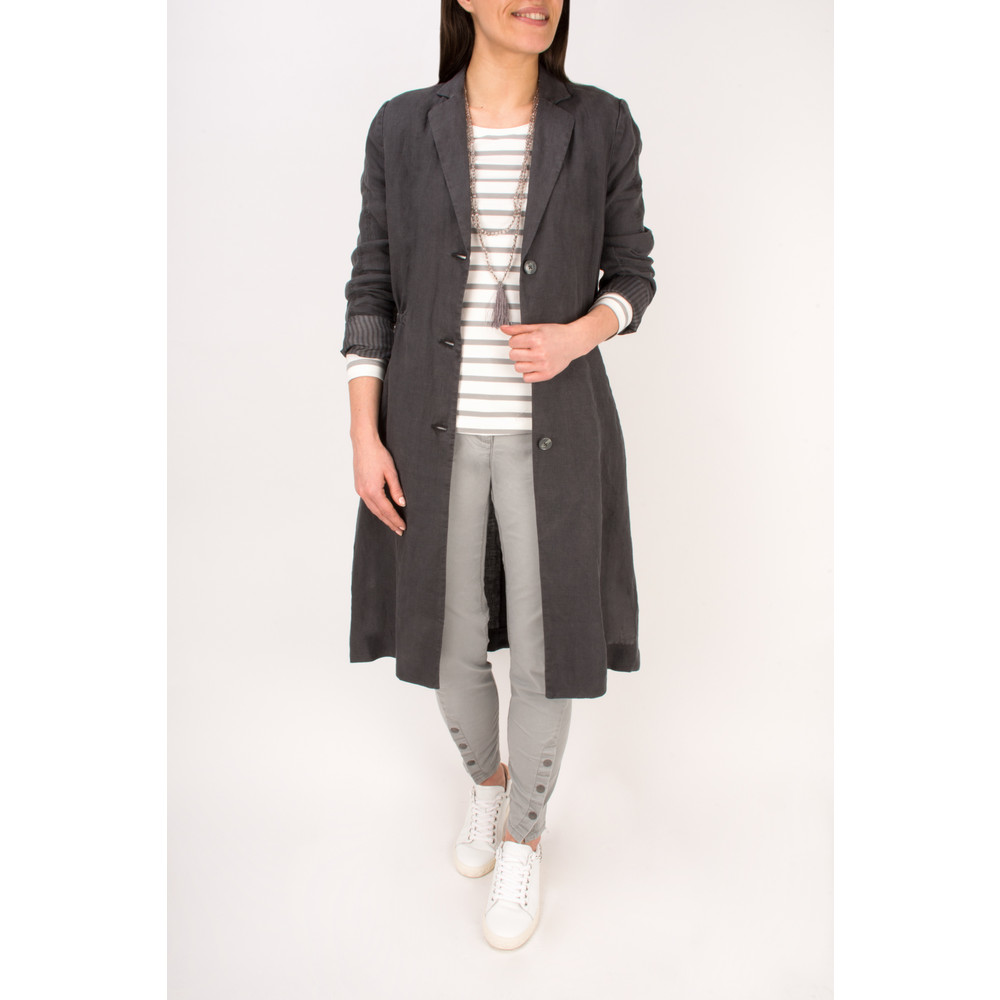 Sandwich Clothing Longline Linen Jacket in Grey