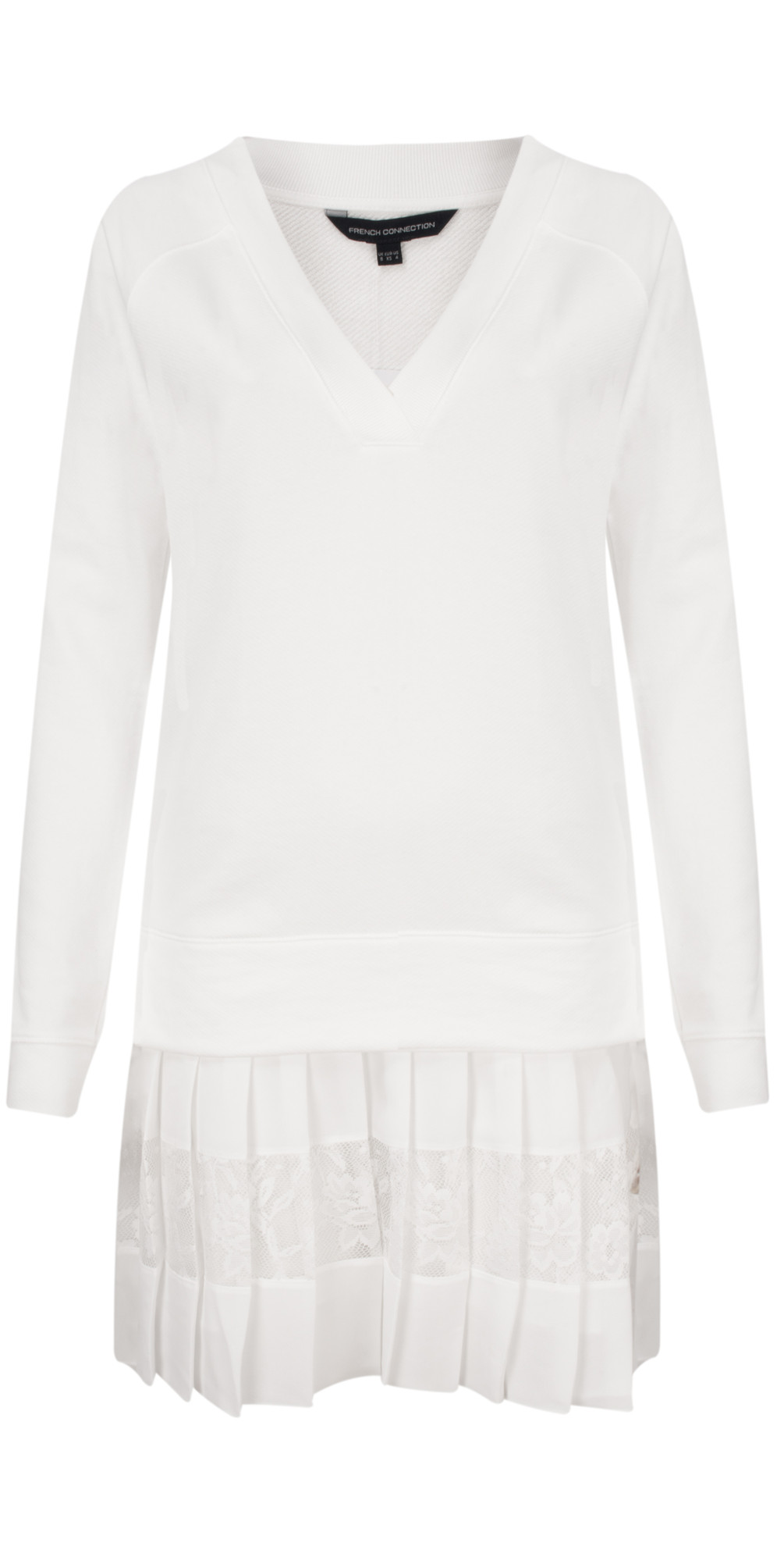 French Connection Eliza Jersey Long Sleeve VNK Dress in Summer White