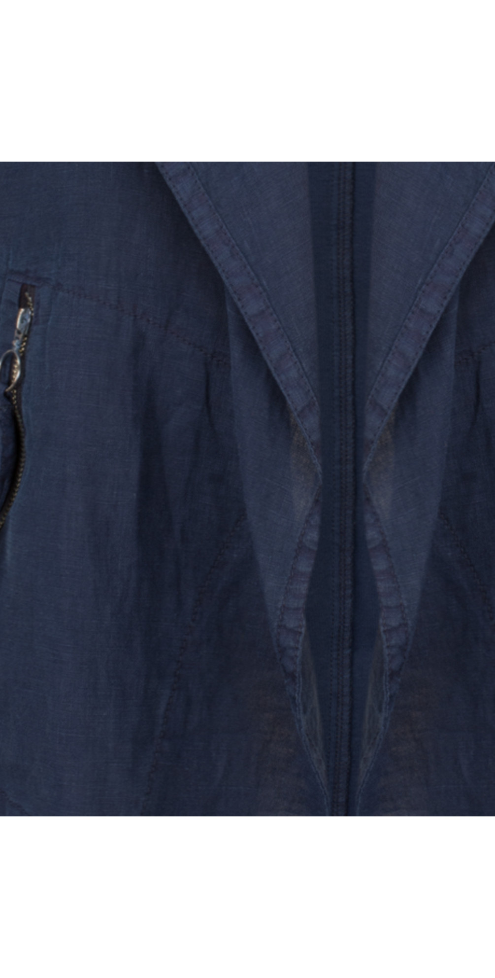 Sandwich Clothing Longline Open Front Linen Jacket in Navy