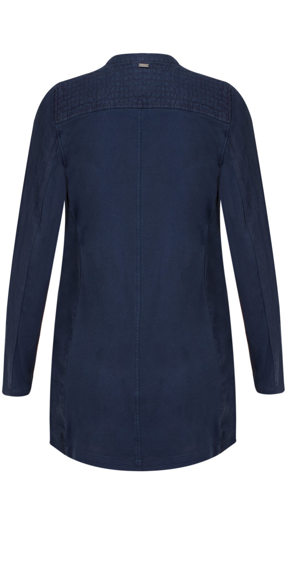 Sandwich Clothing Longline Open Front Linen Jacket in Navy