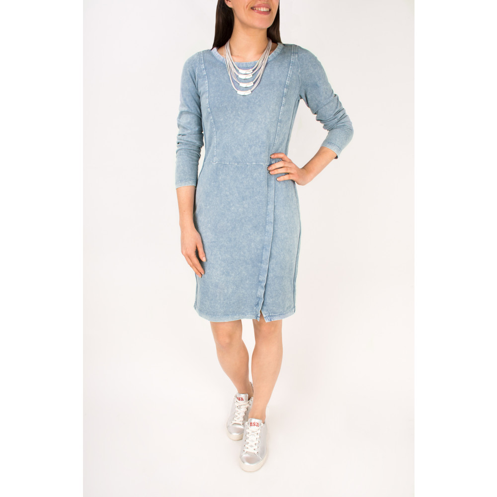 Sandwich Clothing Long Sleeve Jersey Dress with Split Hem Detail in