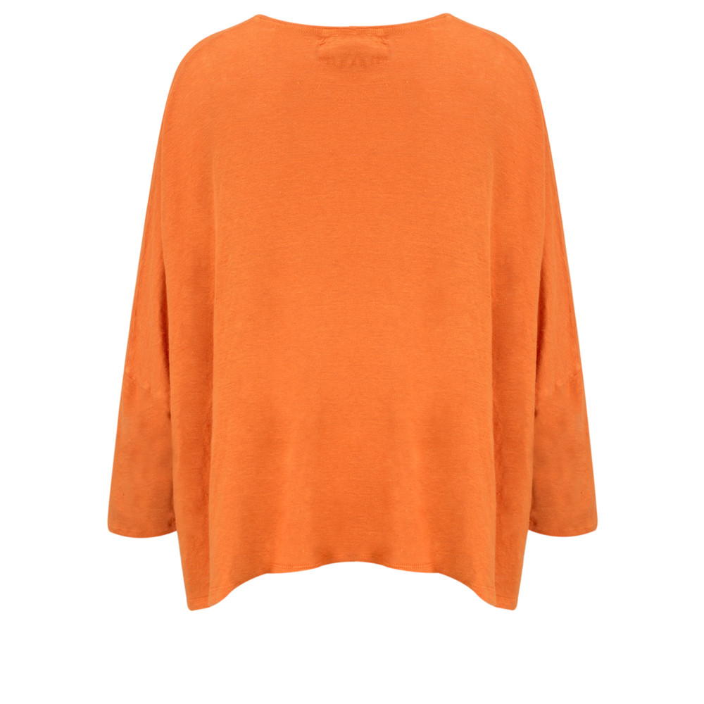 Grizas Oversized Linen Knit Top in Orange