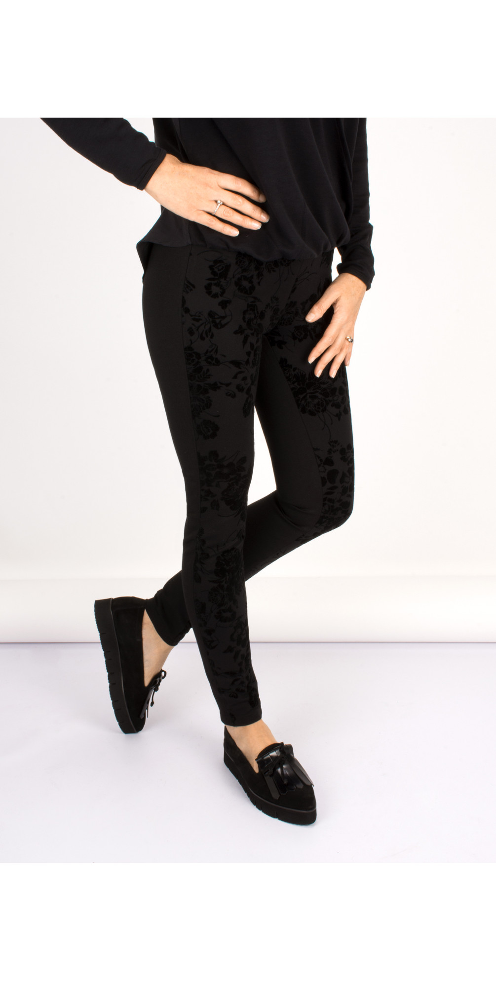 Robell Collette Floral Flocked Legging 