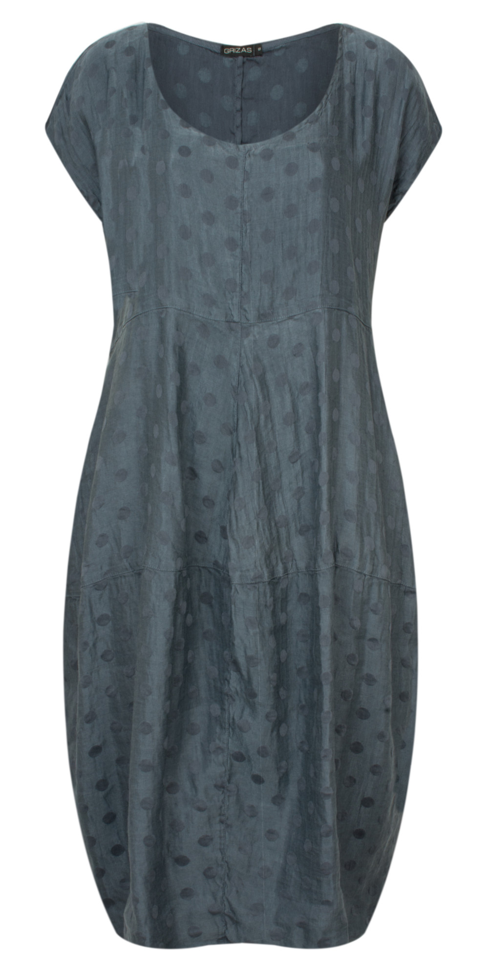 Grizas Balloon Spot Dress in Grey Blue