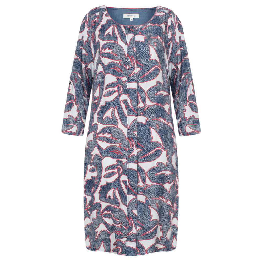 Sandwich Clothing Abstract Denim Inspired Dress in Navy