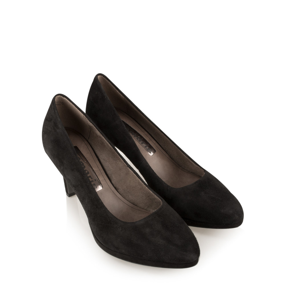 Tamaris Leather Court Shoe in Black