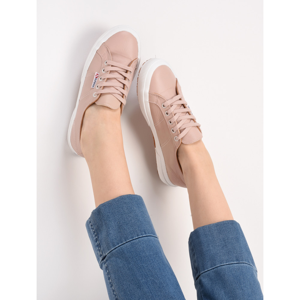 superga pink leather trainers