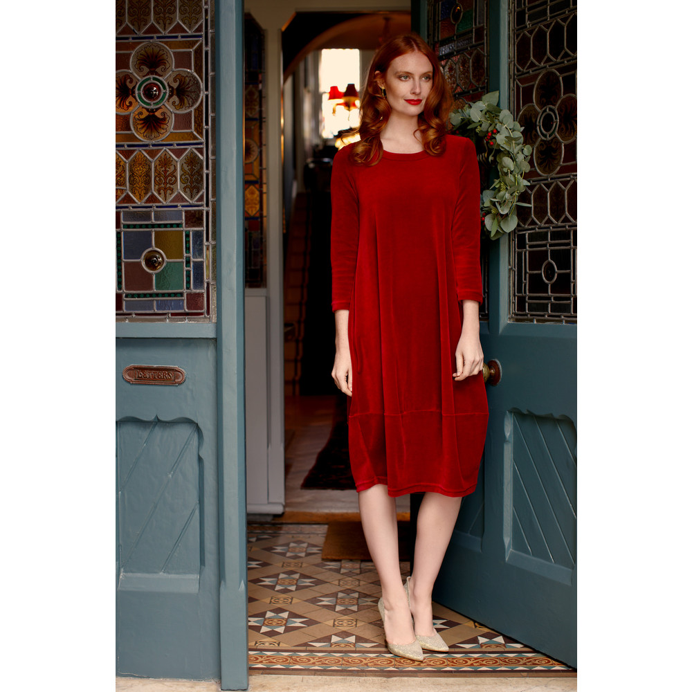 Sahara Velvet Jersey Bubble Dress in Forest