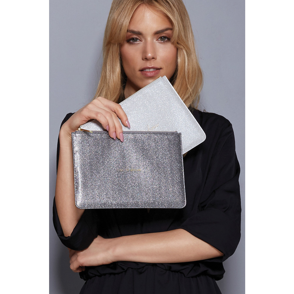 Katie Loxton Perfect Pouch Live To Dream in Shiny Charcoal