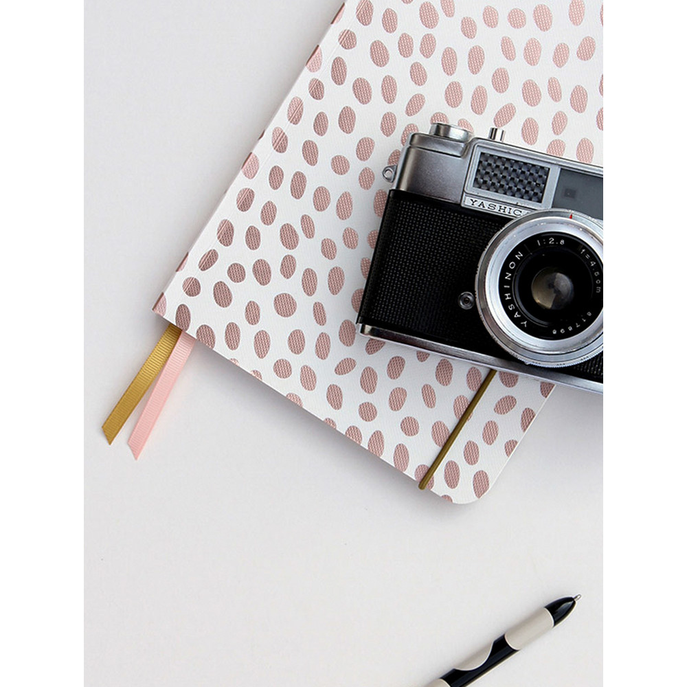 Caroline Gardner Dotty Rose Gold Metallic A5 Notebook in Rose Gold