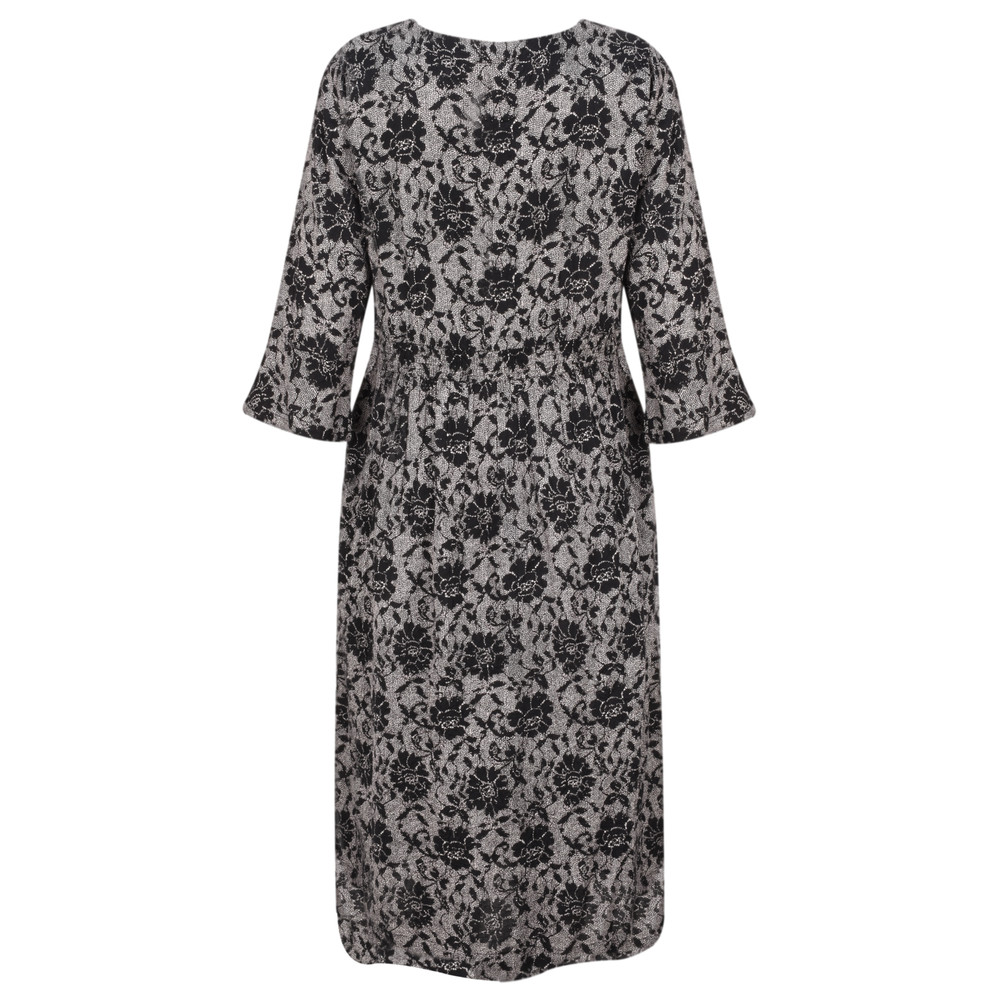 Masai Nita V Neck Floral Print Dress Grey