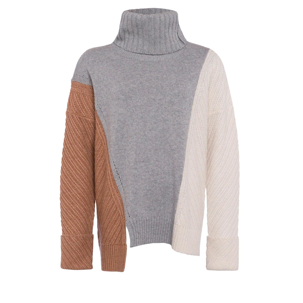 French Connection Viola Knit High Neck Jumper in Light Grey Mel
