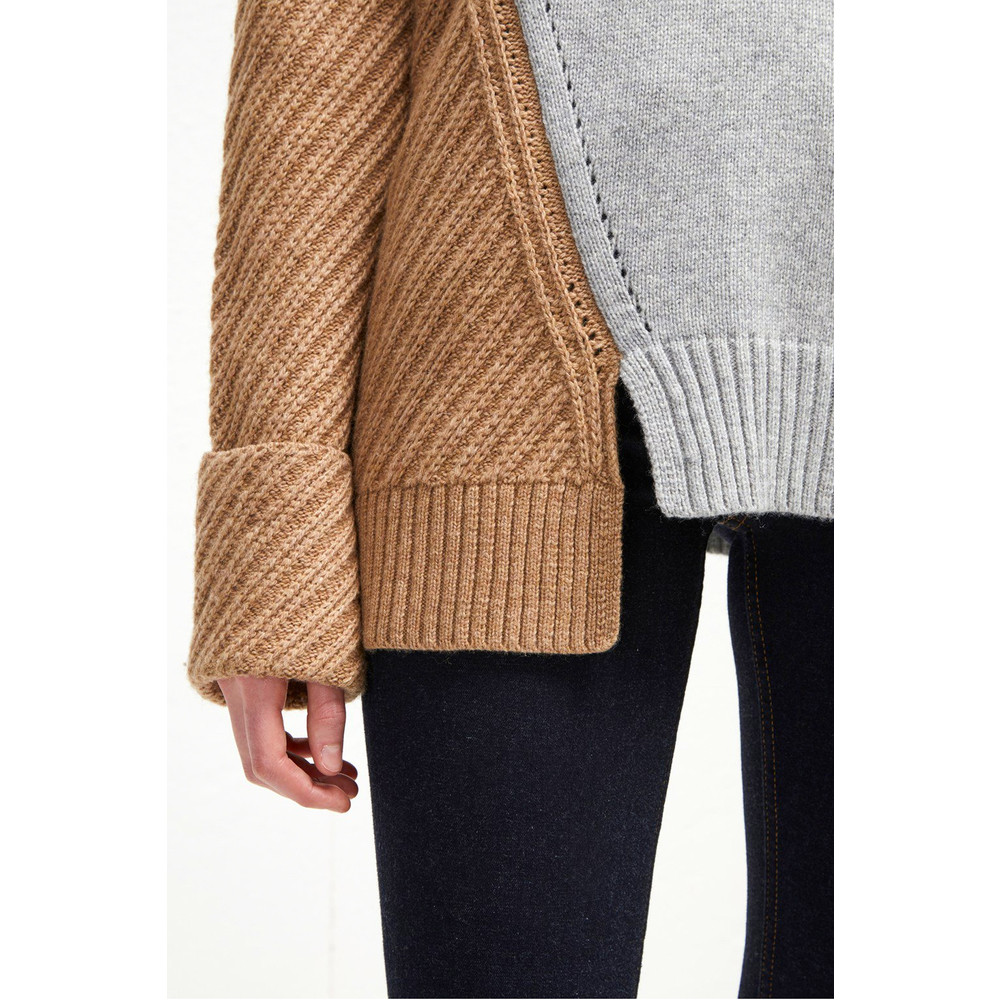 French Connection Viola Knit High Neck Jumper in Light Grey Mel