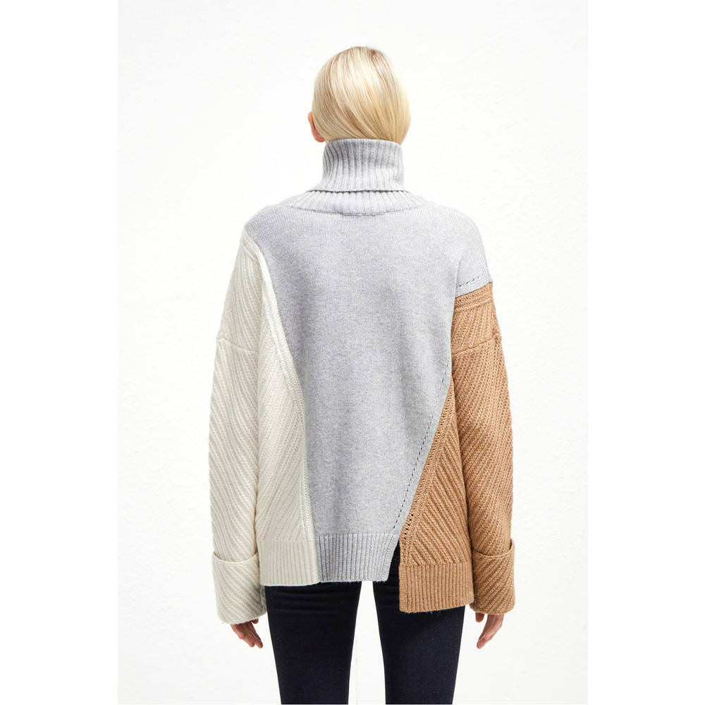 French Connection Viola Knit High Neck Jumper in Light Grey Mel