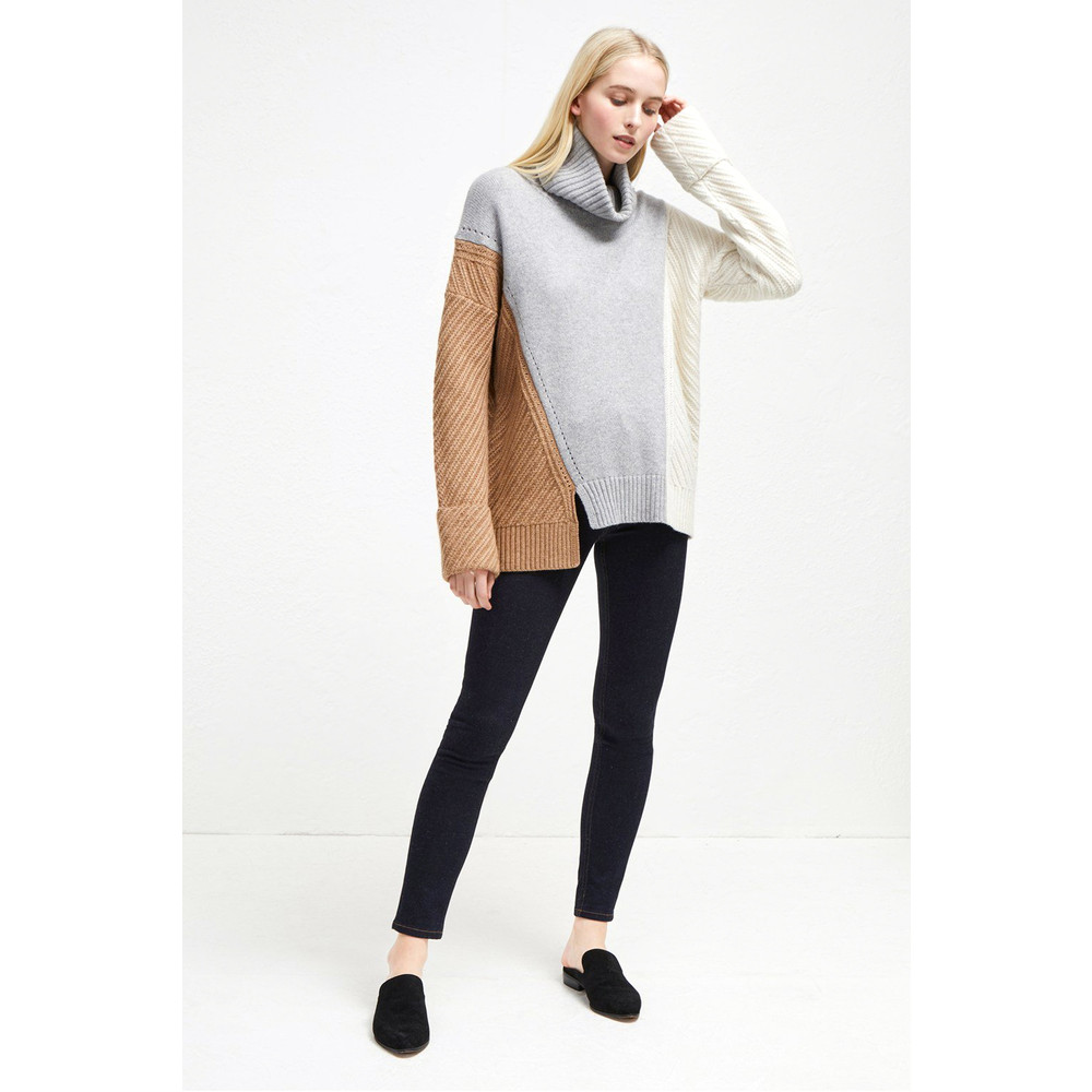 French Connection Viola Knit High Neck Jumper in Light Grey Mel