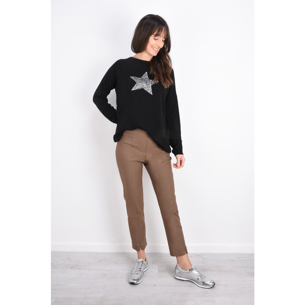 Robell Nena 09 Stretch Ankle Length Trouser in Dark Taupe