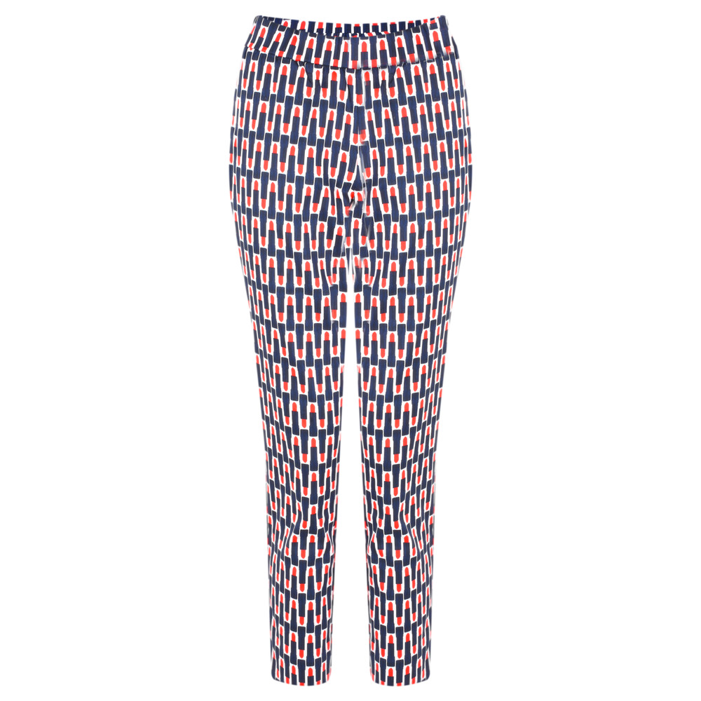 Foil Printed Lipstick Capri Trousers in 