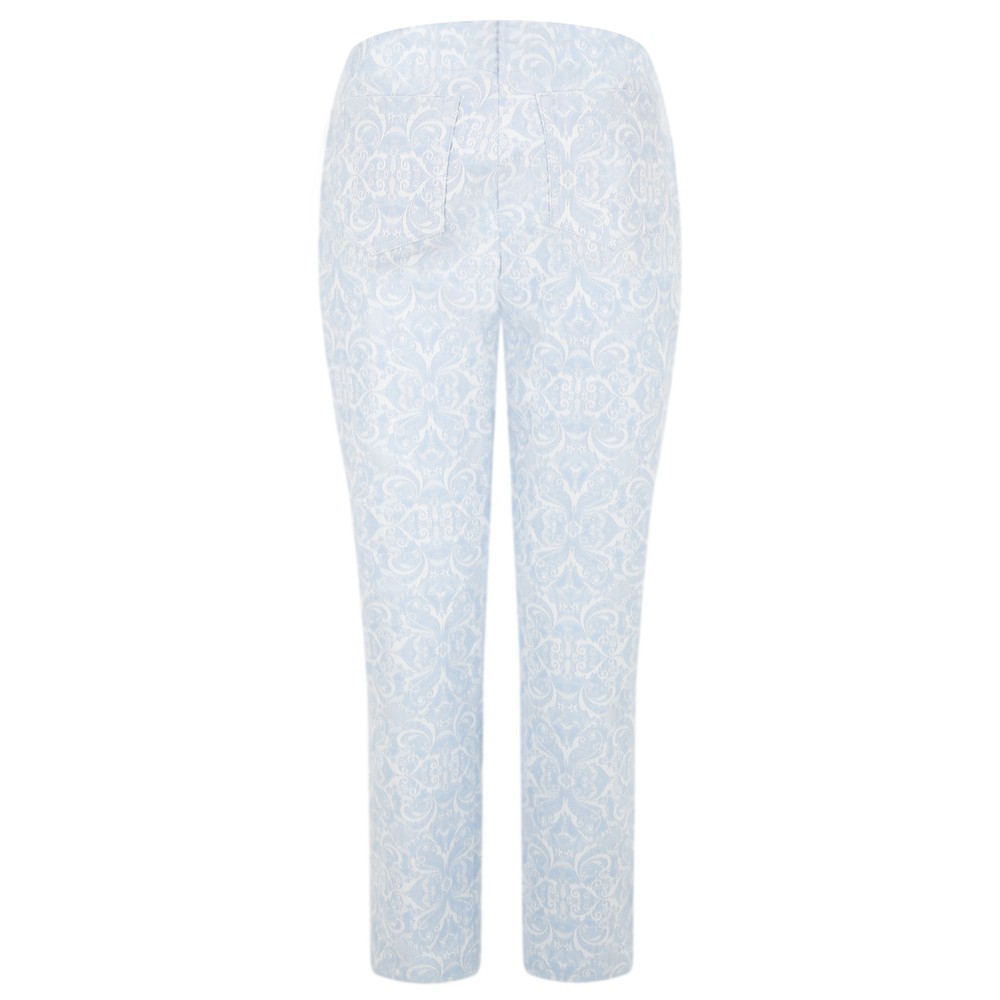 Robell Bella 09 Fleur de Lys Jacquard Trouser in Pale Blue