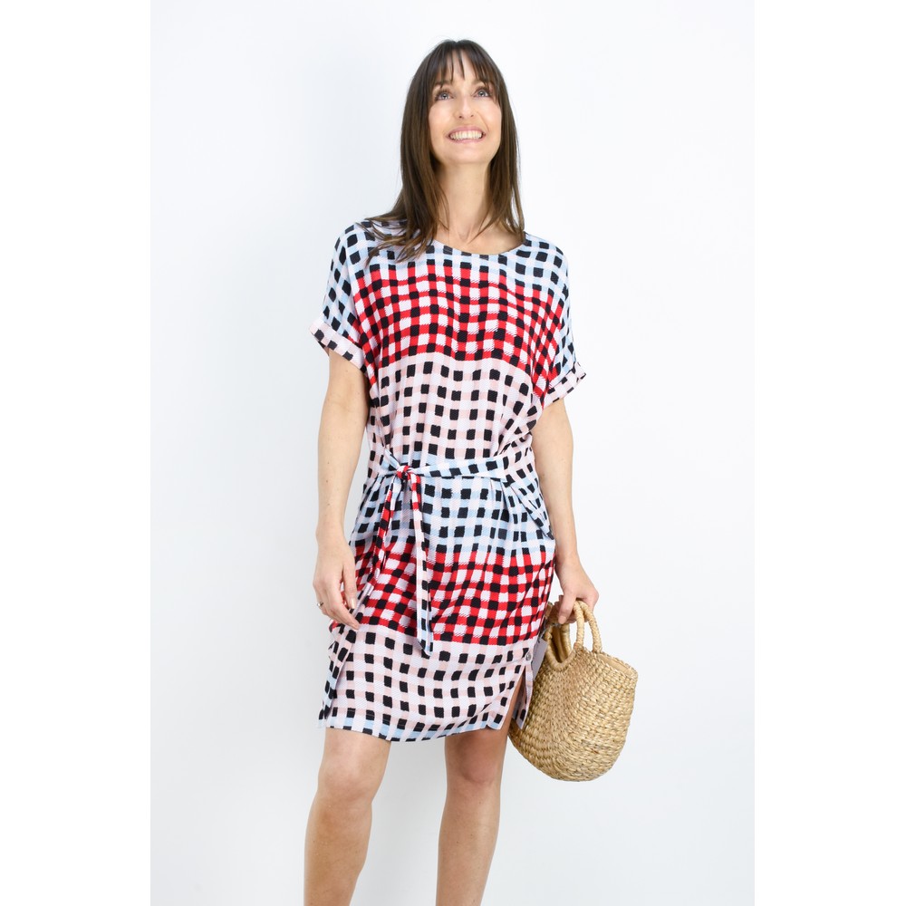 Sandwich Clothing Printed Check Dress in Washed Rose