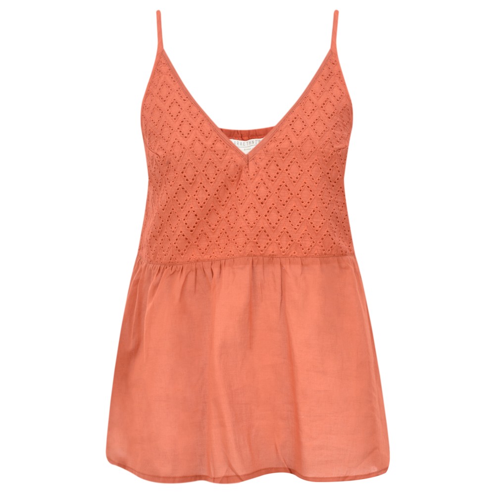 Lara Ethnics Manon Broderie Strappy Top Canyon Orange