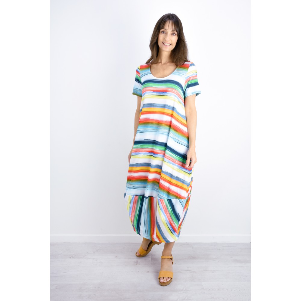 Sahara Vibrant Stripe Jersey Dress in Multi