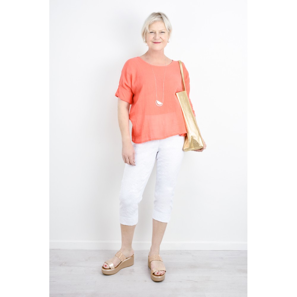 TOC Billie Linen Mix Easy Fit Top in Orange