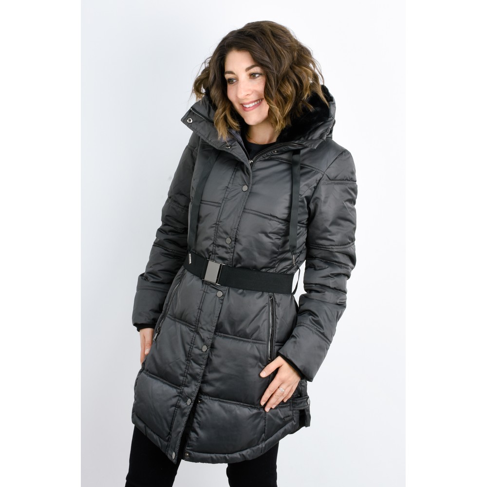 RINO AND PELLE Addison Faux Fur Collar Rino & Pelle Deep Grey Addison Coat
